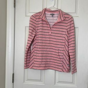 Talbots Pink & Gray Stripes Long Sleeve Zipper Top Size P